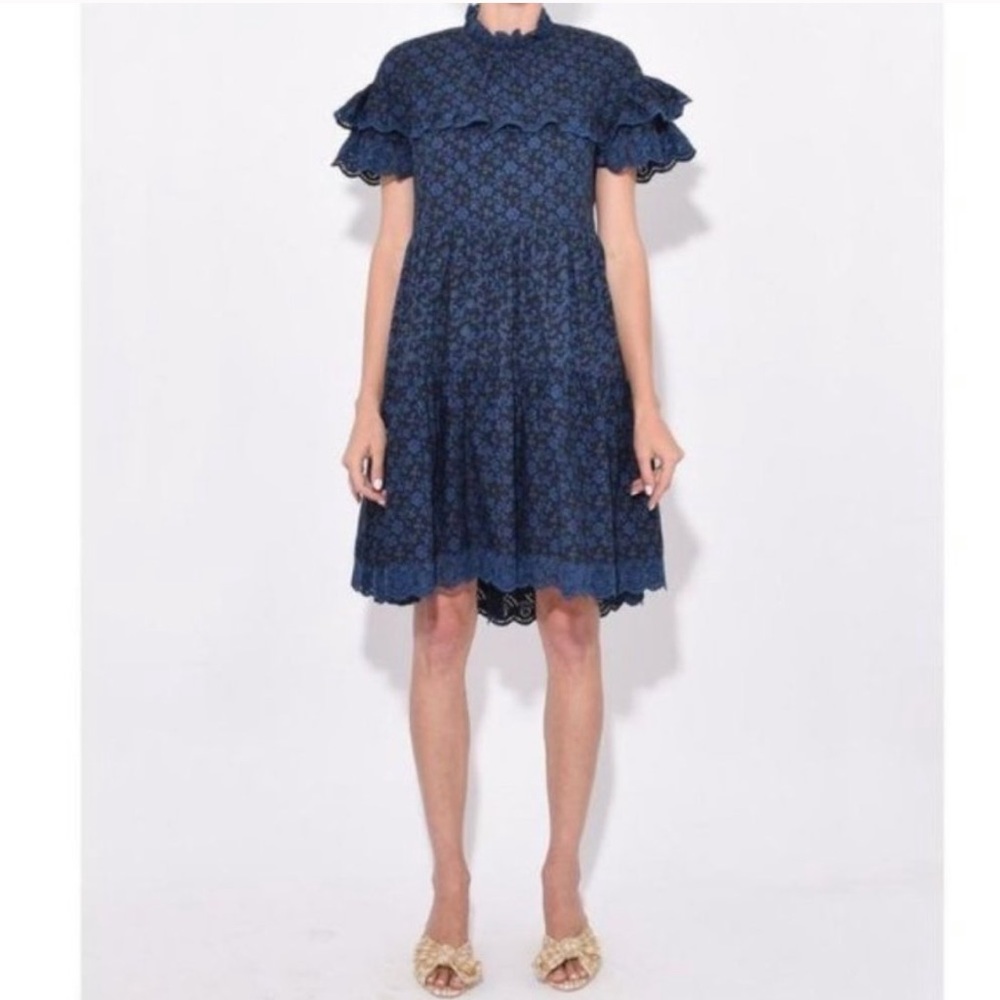 Ulla Johnson Navy Floral Mini Dress